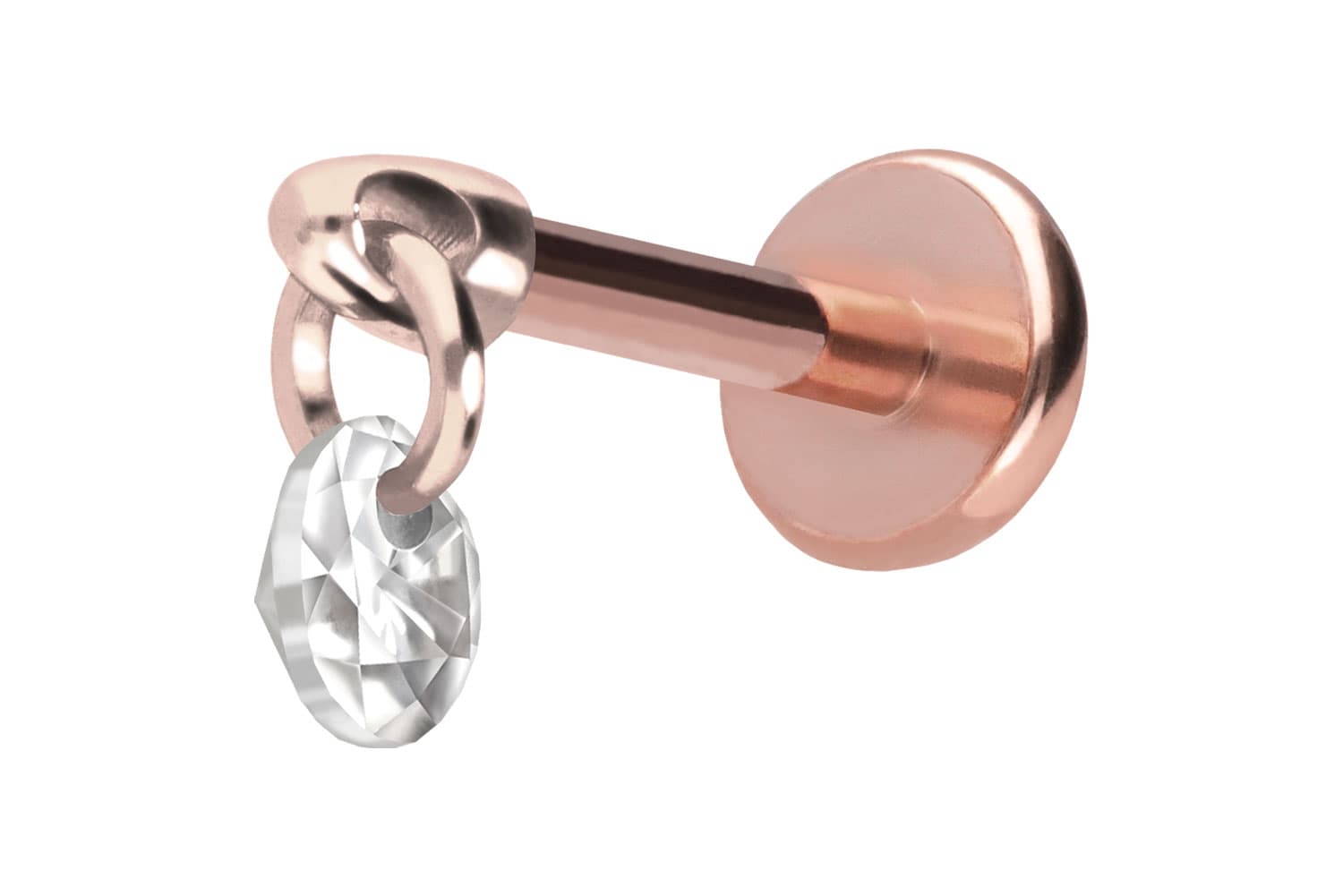 Titan Labret Piercing mit Push Fit RUNDER KRISTALL